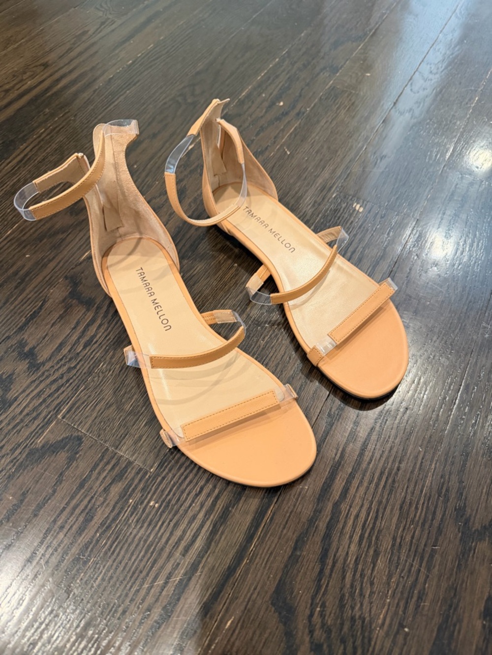 Tamara Mellon beige/ Tan Leather Strappy Flat Sandals. Maybe worn twice max!